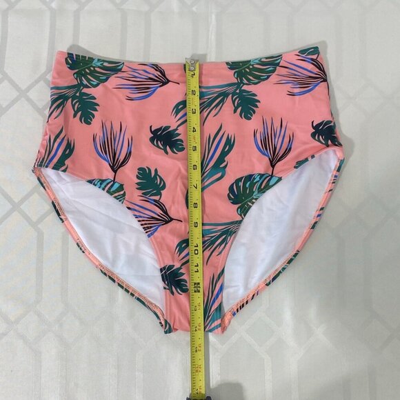 Bikini Bathing Suit Size L Pink Tropical Print Bottom High Cut NWOT - Picture 4 of 6